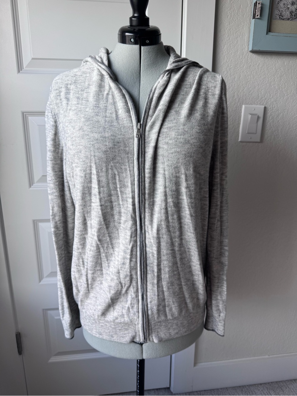 Banana Republic Light Gray Zip-Up Hoodie Sweater
